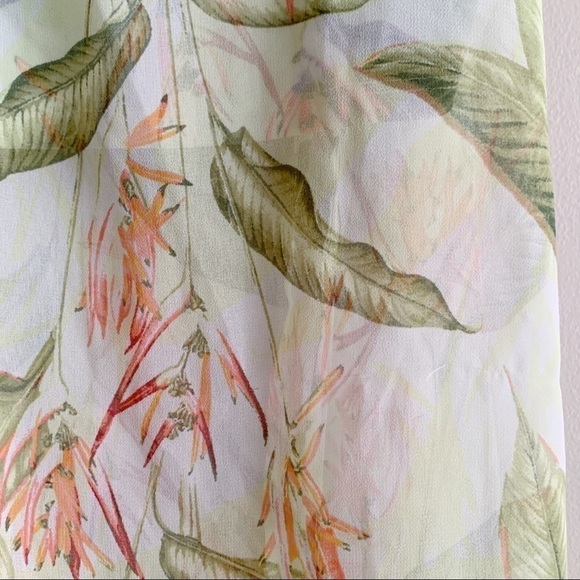 BCBGeneration • Tropical Print Sheer Overlay Top in Green and Orange, Size‎ XS - Picture 8 of 14